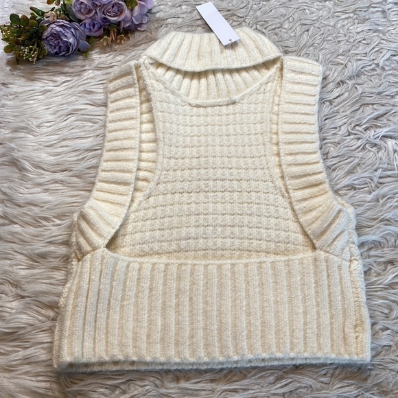 NWT For Love & Lemons Dominque Crop Tank Sweater in Ivory sz XL - Picture 9 of 10